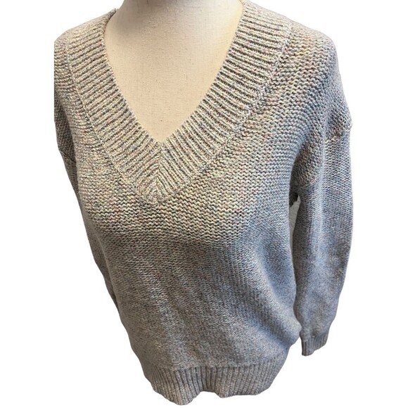 Old Navy Womens XSMALL Gray Multicolor Pullover Sweater Knit V Neck Long Sleeve - Picture 5 of 7